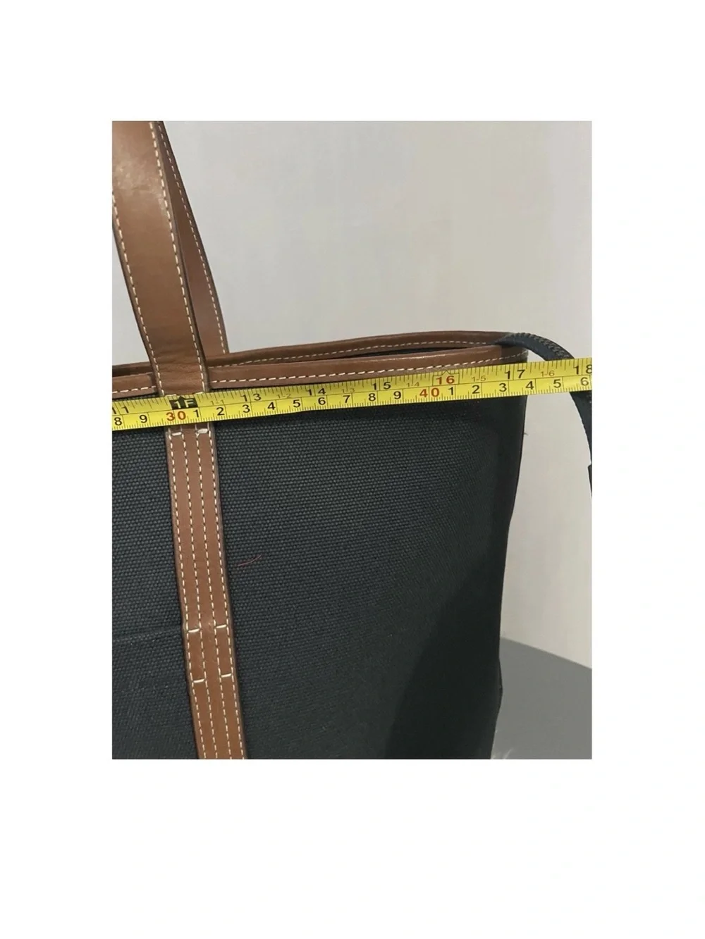 Polo Ralph Lauren Navy Canvas Tote with Brown Leather Straps
